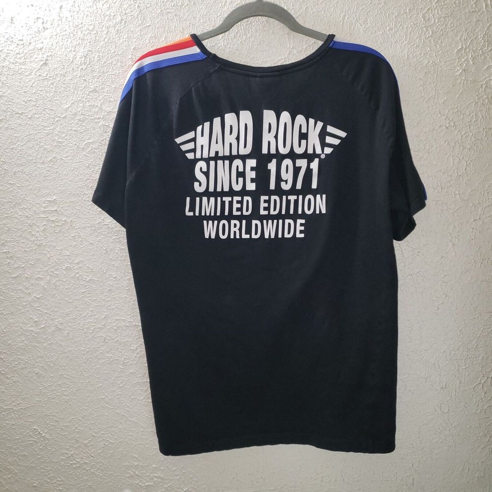 Hard Rock Cafe Black T-Shirt Rainbow Sleeves Music Festival Limited Edition Sz M